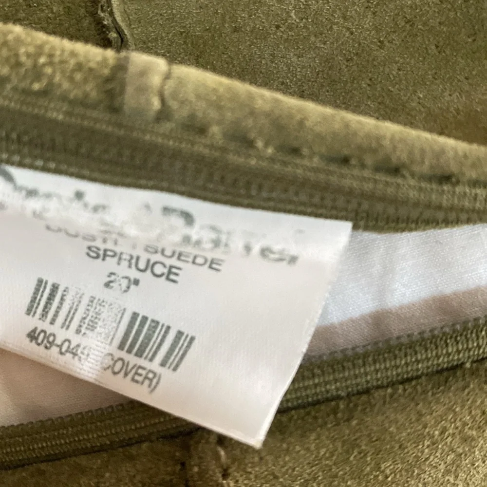 Crate & Barrel accent sofa pillows (2) Dust Suede Spruce green 20” feather fill